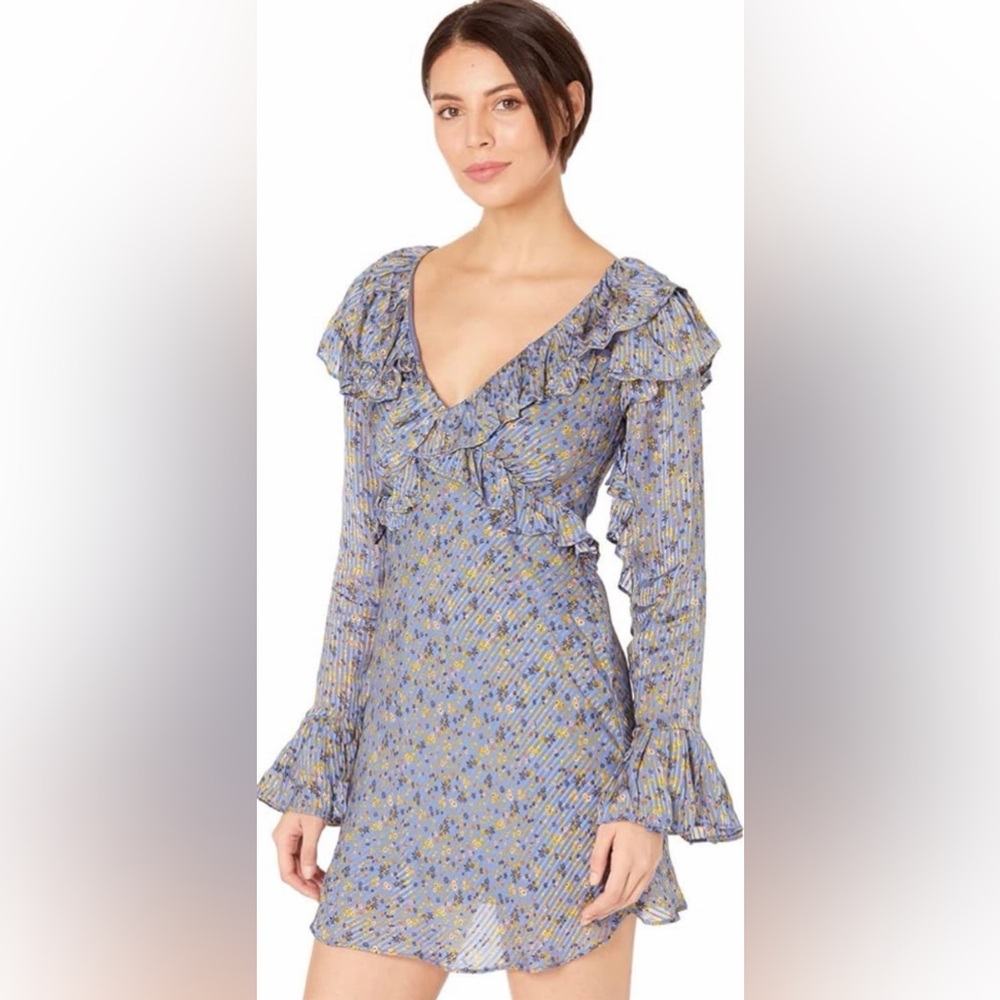 Free People Sweetest Little Thing Dress | Blue Floral | Size 4 | Like New